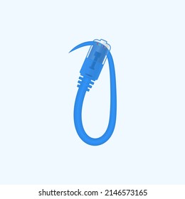 1 cable de red azul hecho de número. Tipo de letra de diseño digital de cable rj45 para el logotipo y los titulares de la tecnología, logotipo digital, empresas eléctricas identidad corporativa y más