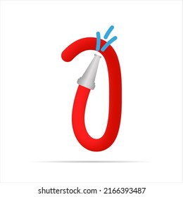 1 number made by red fire hose. Isolated bright vector typeface, app logo, creative design, and more