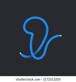 1 number made shoelace. Vector isolated font for app logo, sport design, creative template and more