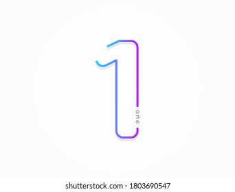 1 number, modern gradient font alphabet. Trendy, dynamic creative style design. For logo, brand label, design elements, application and more. Isolated vector illustration