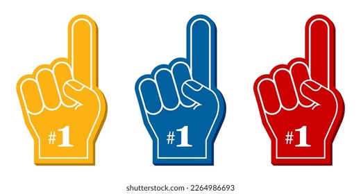 1. Number one. Fan foam finger. Vector illustration