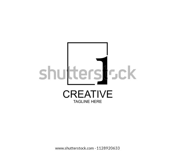 1 Number One Line Square Logo Stock Vector (Royalty Free) 1128920633