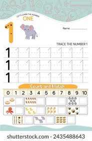 1, Number One worksheet for kids, Number tracing worksheet, pencils Number sketch, game worksheet backdrop template