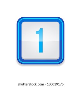 1 Number Rounded Corner Square Vector Blue Web Icon Button