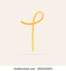 1 number spaghetti design. Vector hand draw realistic food font. Isolated Italian pasta for tasty poster, restaurant identity, gourmet element and more