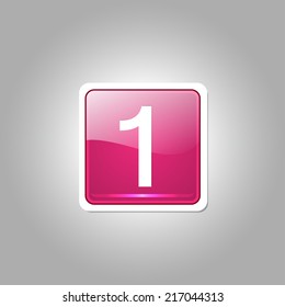 1 Number Square Vector Pink Web Icon Button