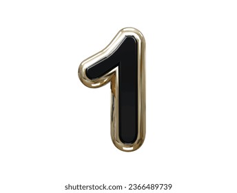 1 number text effect illustration 3d rendering
