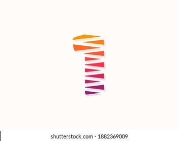 1 number trendy gradient color logo with diagonal lines. Sliced design perfect for creative poster, brand label, social media , corporate identity and more