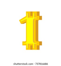 1 numeral bitcoin font. One numeric Crypto currency alphabet. Lettering virtual money. Vector illustration