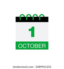 1 october calendar date icon vector eps