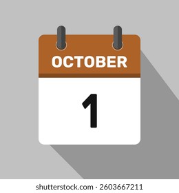 1 october calendar icon vector design month illustration