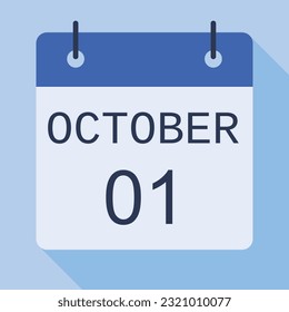 1 October Calendar, Vector Calendar.