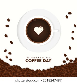 1 October is celebrated as International Coffee Day. coffee cup with white background