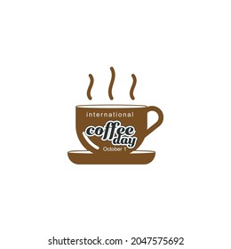 1 October International coffee day Logo. World Coffee day Logo Icon vector illustration on white background.