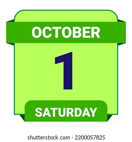 1 October, Saturday. Date template. Useful design for calendar or event promotion. Vector illustration EPS 10 File.