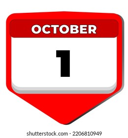 1 October Vector Icon Calendar Day. 1 Date Of October. First Day Of October. 1st Date Number. 1 Day Calendar. One Date. Swiss National Day Switzerland.