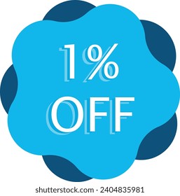 Anuncio de marketing de 1% de descuento en vectores azules e ilustraciones en fondo blanco