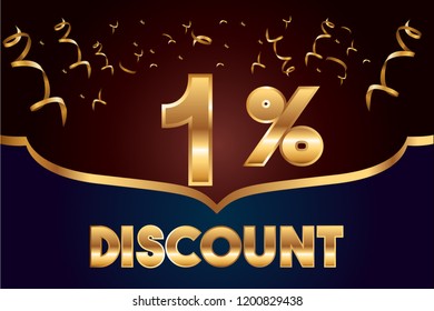 1% off discount promotion sale,  sale promo marketing.