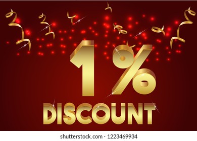 1% off discount promotion sale,  sale promo marketing.