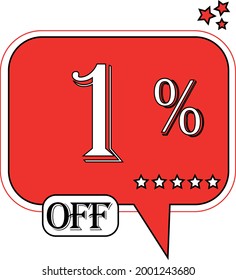 1% off Floating red balloon for promotional offers and discounts.