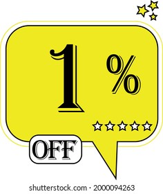 1% off Floating yellow balloon for promotional offers and discounts.