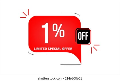 1% off limited offer. White and red banner with clearance details