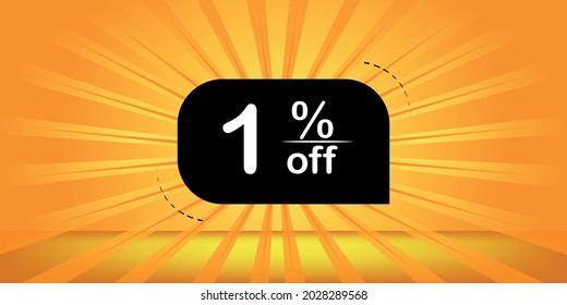 1% off - orange and black banner - 
one percent discount banner for big sales.