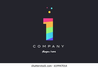 1 one creative color green orange blue magenta pink number digit company logo vector icon spectrum