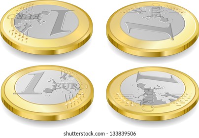Una Moneda Euro. 1 Moneda Euro Aislado Sobre Fondo Blanco. Ilustración  Vectorial Ilustraciones svg, vectoriales, clip art vectorizado libre de  derechos. Image 61490634