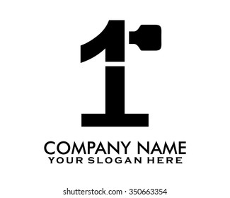 1 one first hammer logo icon vector