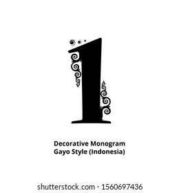1, one monogram with decoratives Gayo style Aceh Indonesia