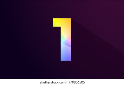1 one number logo icon design with rainbow color and purple black background