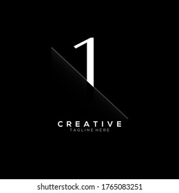 1 (Un diseño de logotipo de número blanco con recorte de papel creativo