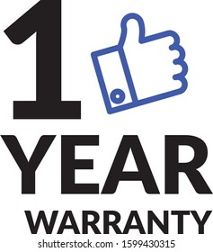 1 one year warranty black blue logo sign  vector