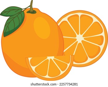 1 orange und orangefarbene Scheiben sind sehr appetitlich.