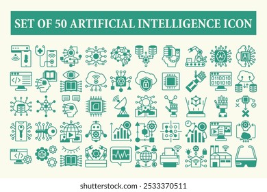 1 pack of  Artificial Intelligence theme icons, semi glyph style