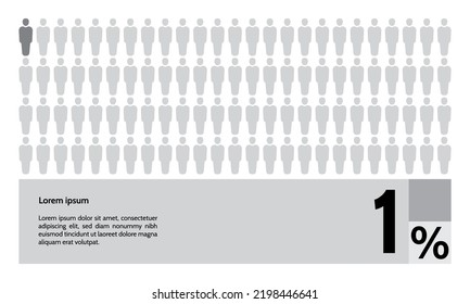 1 percent people population demography, infographic concept, element design. Vector illustration