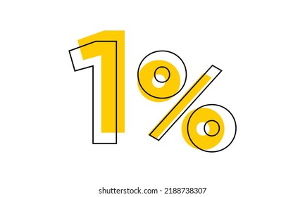 1 percent sale vector, one percent typography vector illustration