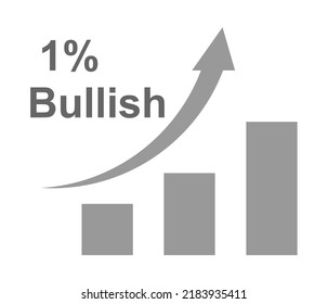 1% percentage bullish on the market icon.
nice font and beautiful gray color on white background,for a bullish market sign label.