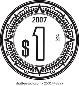 1 peso coin vector design Mexico currency handmade silhouette	
