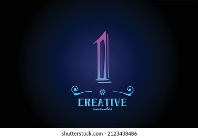 1 diseño de iconos con logotipo de número rosa. Plantilla de cosecha creativa para empresas y negocios