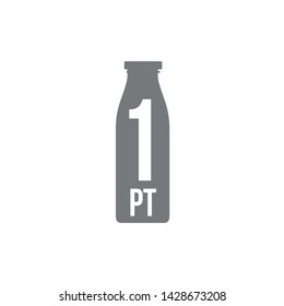 1 pint sign (pt mark) estimated volumes gallons (gal) Vector symbol gal packaging, labels used for prepacked foods drinks different gallons and pints. 1 pt vol single icon isolated on white background