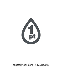 1 pint sign (pt mark) estimated volumes gallons (gal) Vector symbol gal packaging, labels used for prepacked foods drinks different gallons and pints. 1 pt vol single icon isolated on white background