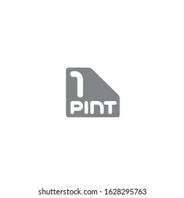 1 pint sign (pt mark) estimated volumes gallons (gal) Vector symbol gal packaging, labels used for prepacked foods drinks different gallons and pints. 1 pt vol single icon isolated on white background