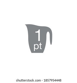 1 pint sign (pt mark) estimated volumes gallons (gal) Vector symbol gal packaging, labels used for prepacked foods drinks different gallons and pints. 1 pt vol single icon isolated on white background