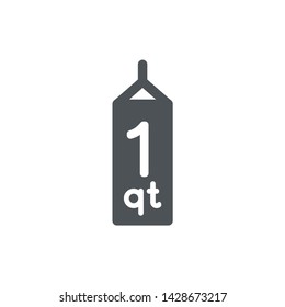 1 quart sign (qt mark) estimated volumes gallons (gal) Vector symbol gal packaging, labels used for prepacked foods drinks different gallons and quarts. 1 qt vol single icon isolated white background