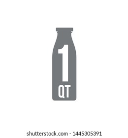 1 quart sign (qt mark) estimated volumes gallons (gal) Vector symbol gal packaging, labels used for prepacked foods drinks different gallons and quarts. 1 qt vol single icon isolated white background