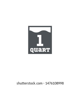 1 quart sign (qt mark) estimated volumes gallons (gal) Vector symbol gal packaging, labels used for prepacked foods drinks different gallons and quarts. 1 qt vol single icon isolated white background