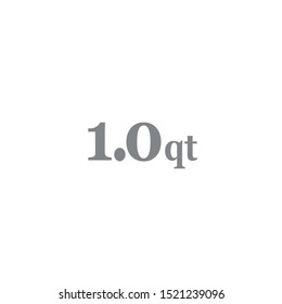 1 quart sign (qt mark) estimated volumes gallons (gal) Vector symbol gal packaging, labels used for prepacked foods drinks different gallons and quarts. 1 qt vol single icon isolated white background