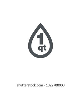 1 quart sign (qt mark) estimated volumes gallons (gal) Vector symbol gal packaging, labels used for prepacked foods drinks different gallons and quarts. 1 qt vol single icon isolated white background